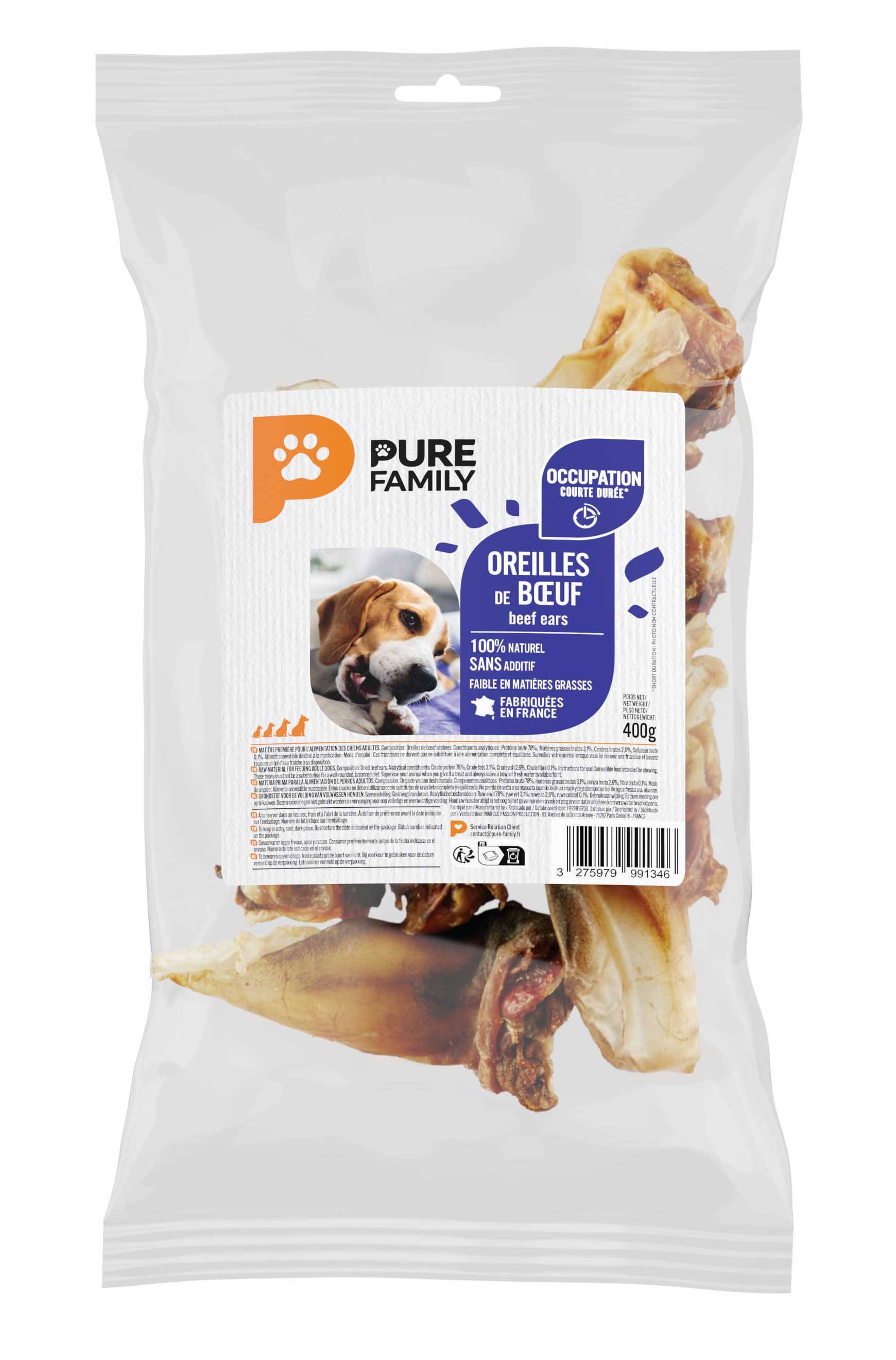 Pure Family - Orejas de buey para perro 400g - Pure Family