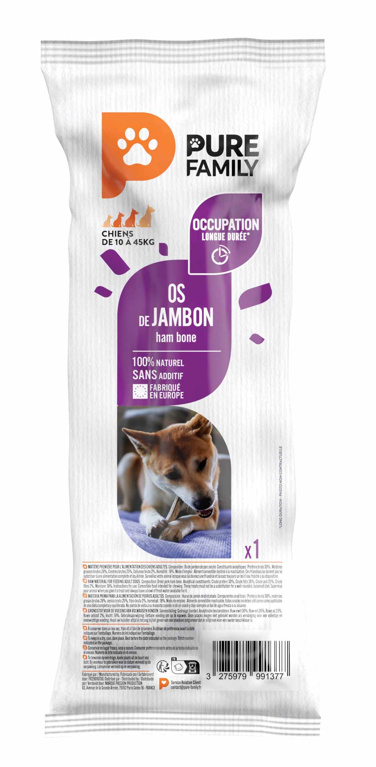 Pure Family - Friandise os de jambon pour chien 1x35g - Pure Family - Image 2