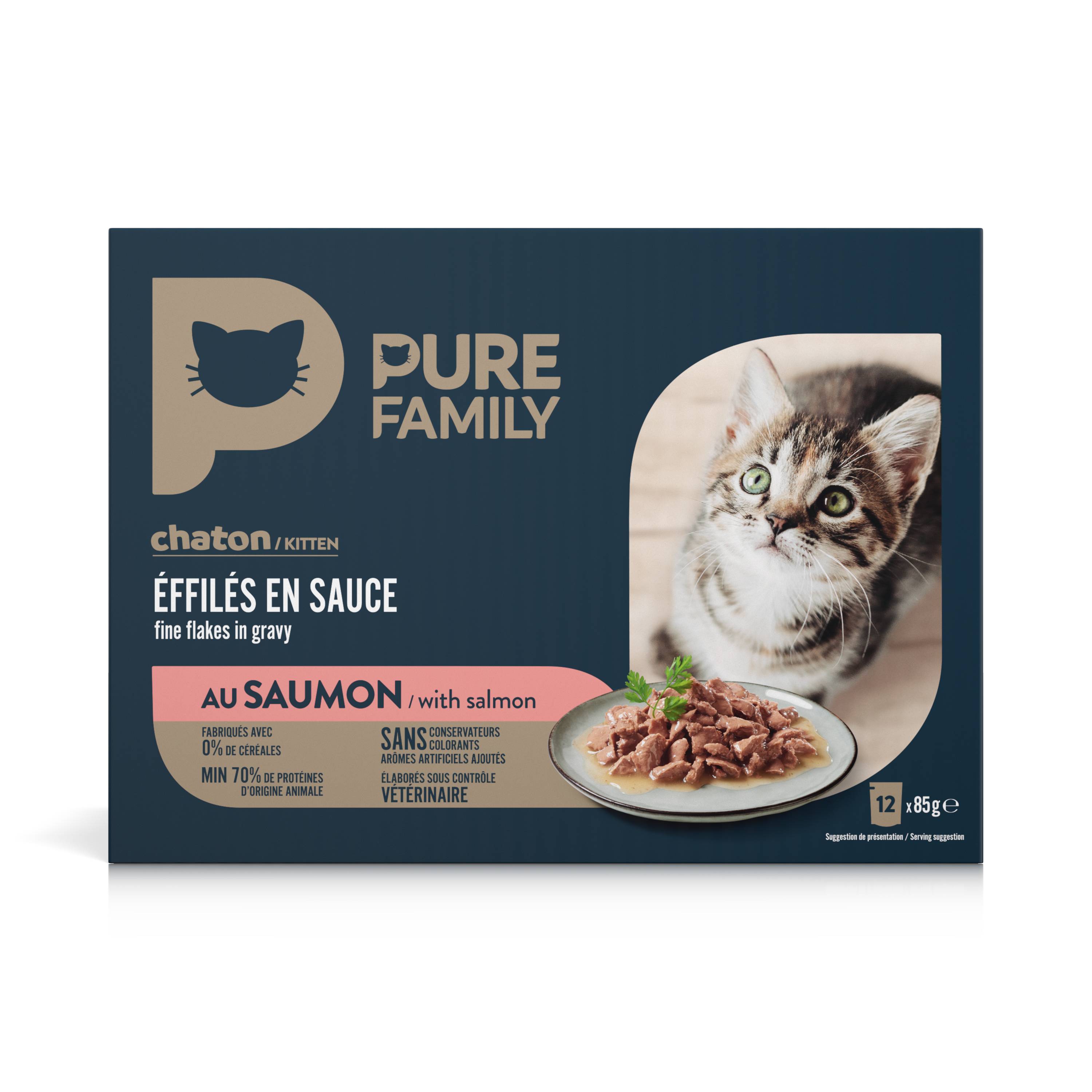 Pure Family - Effilés en sauce chaton au saumon 12 x 85 g - PURE FAMILY - Imagen 7