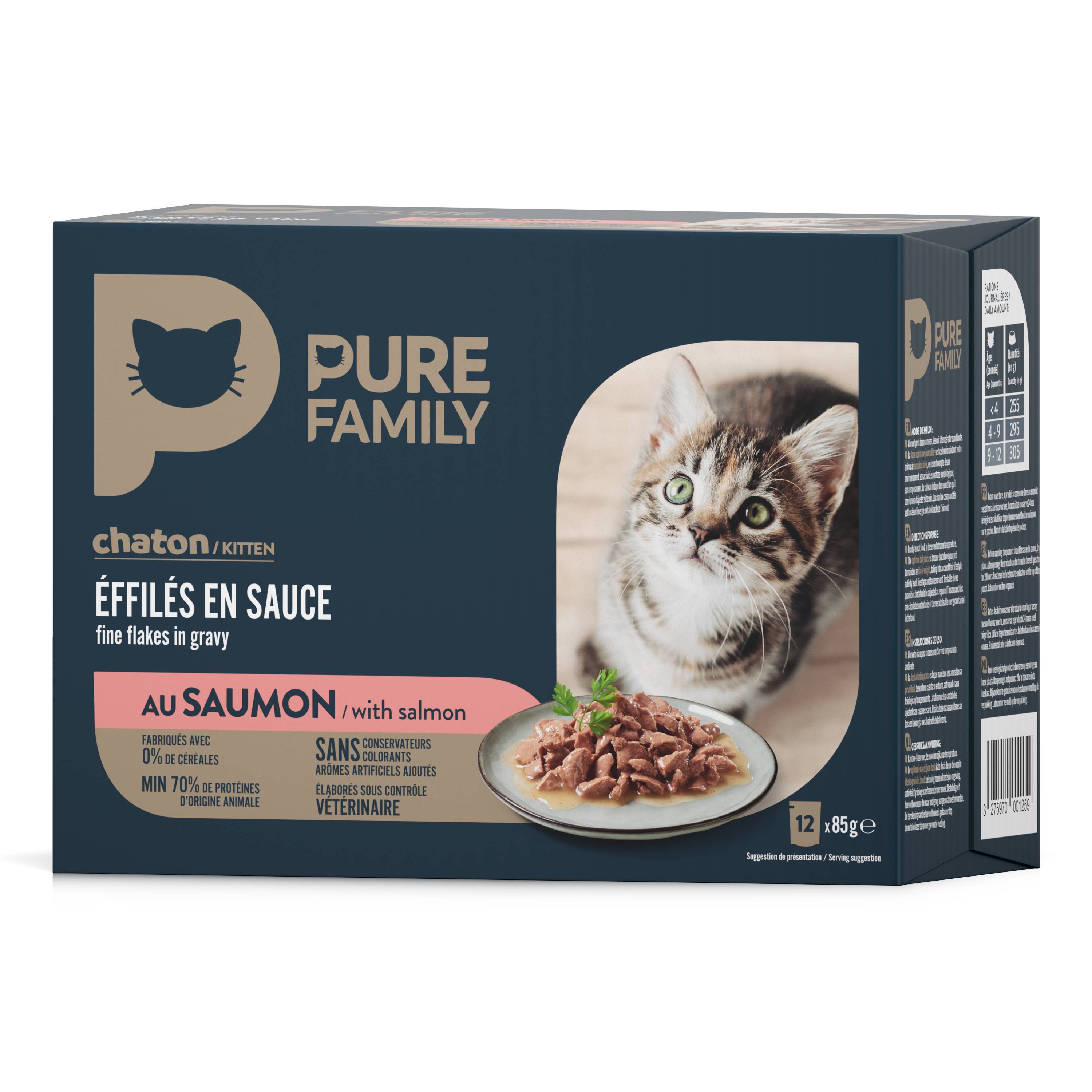 Pure Family - Effilés en sauce chaton au saumon 12 x 85 g - PURE FAMILY - Imagen 8
