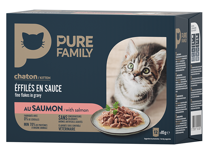 Pure Family - Effilés en sauce chaton au saumon 12 x 85 g - PURE FAMILY - Imagen 6