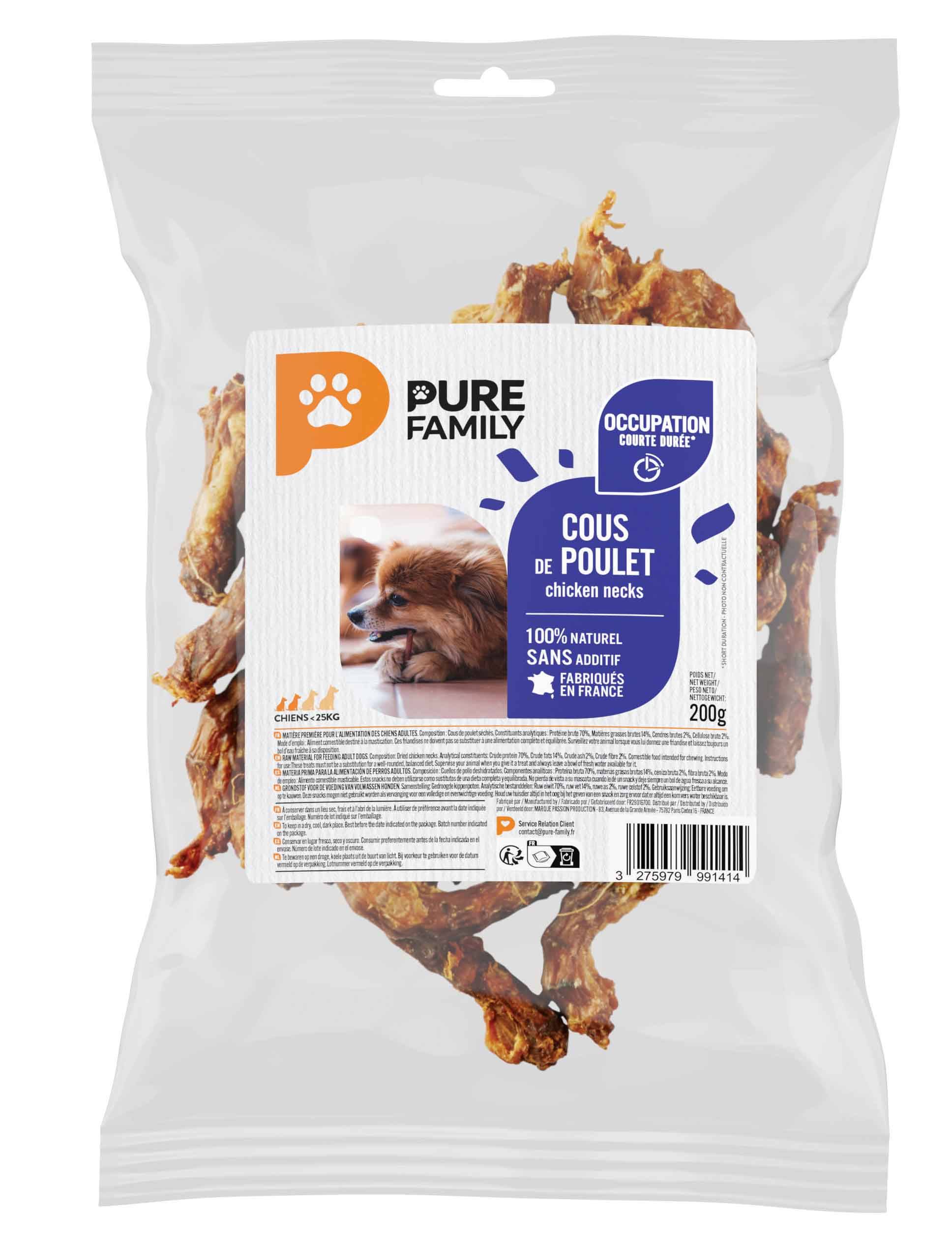 Pure Family - Cous de poulet à mâcher pour chien 200g - Pure Family - Image 1