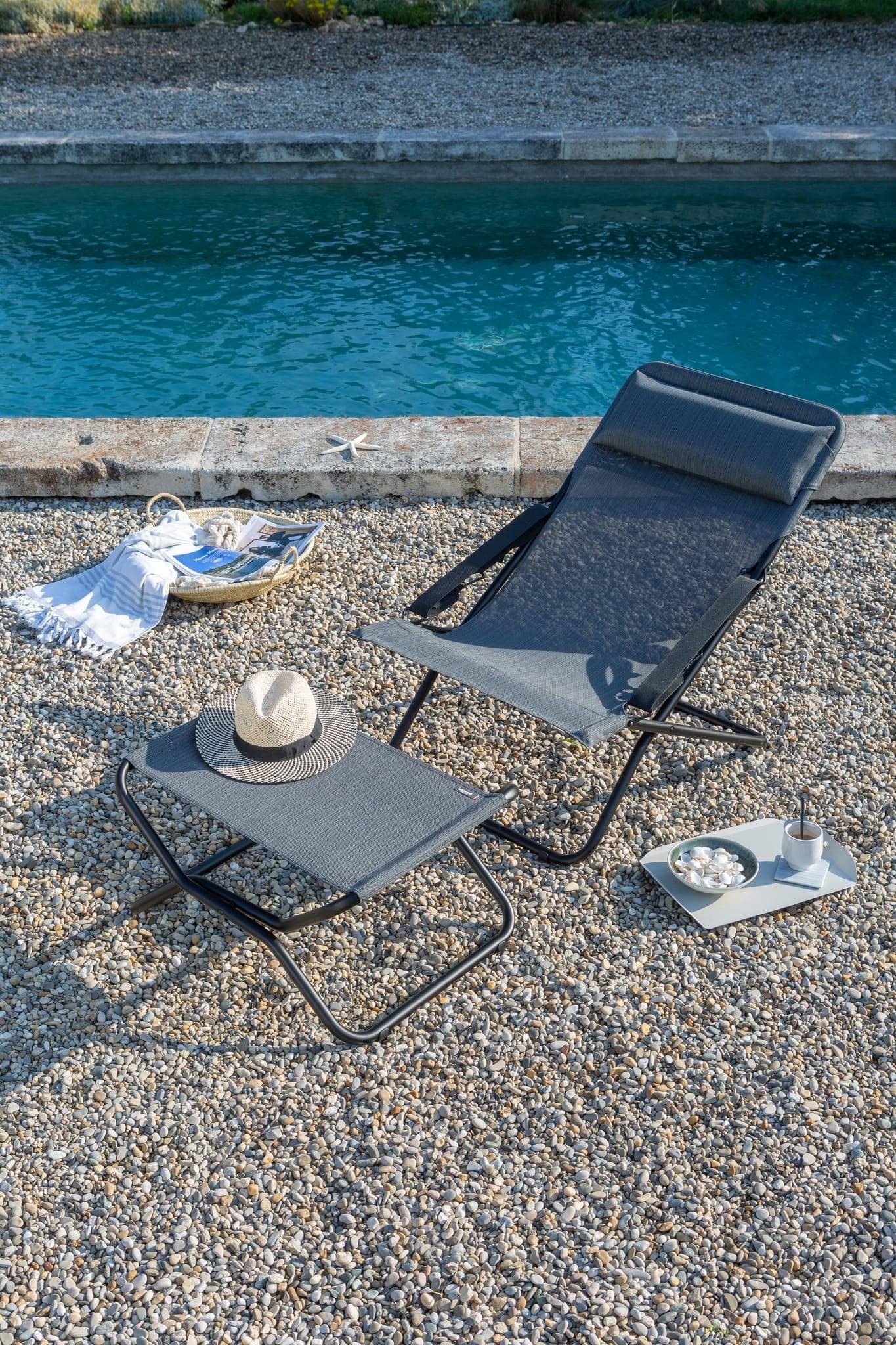 Lafuma-Mobilier - Transat de Jardin acier Batyline obsidian Transabed Lafuma Mobilier