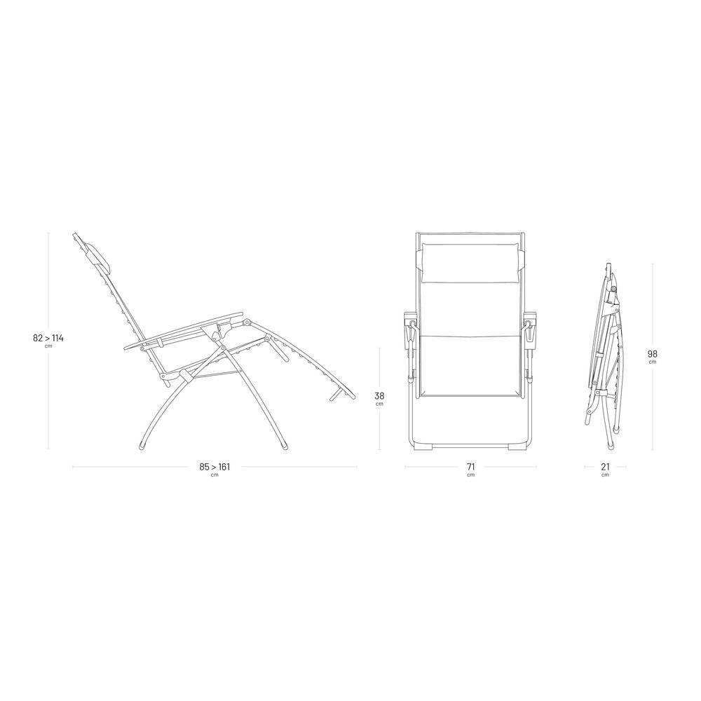 Lafuma-Mobilier - Fauteuil relax jardin pliable acier noir H.82-114 L.71 P.85-161 - Lafuma - Image 5