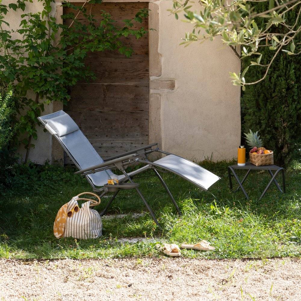 Lafuma-Mobilier - Fauteuil relax jardin pliable acier noir H.82-114 L.71 P.85-161 - Lafuma - Image 1