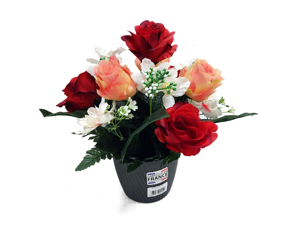 Marque Blanche et Economique - Pot de roses et camélias  Ø.30 cm x H.26 cm