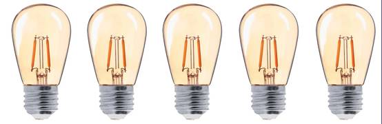 Lot de 5 ampoules Party Bulb Filament LED aluminium blanc E27 - - Image 1