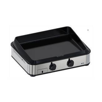 Eno - Plancha gaz 2 feux fonte émaillée inox capot Enosign 65 Eno