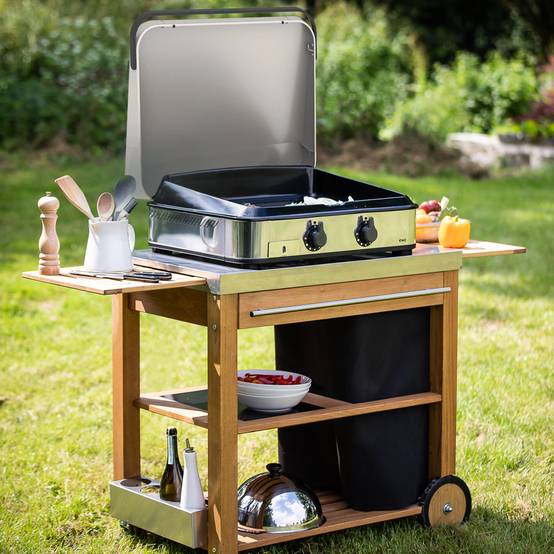 Eno - Plancha gaz 2 feux fonte émaillée inox capot Enosign 65 Eno - Image 8