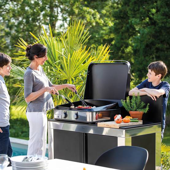 Eno - Plancha gaz 2 feux fonte émaillée inox capot Enosign 65 Eno - Image 6