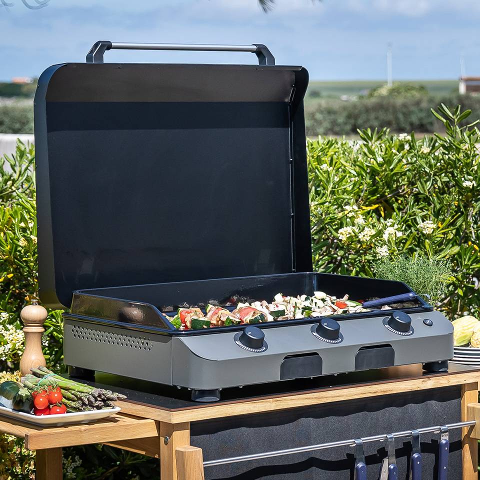 Eno - Plancha gaz 3 feux fonte émaillée inox gris Initial 65 Eno - Imagen 2