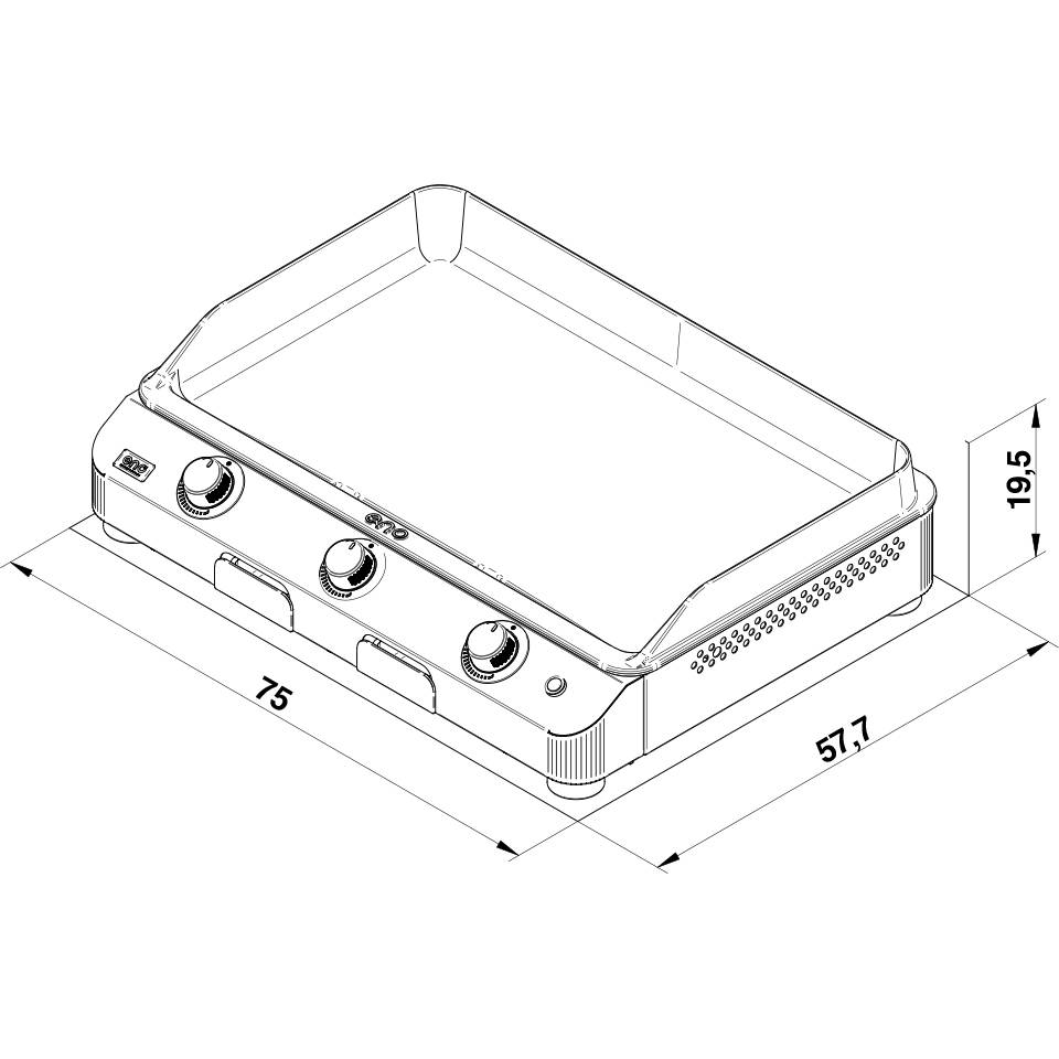 Eno - Plancha gaz 3 feux fonte émaillée inox gris Initial 65 Eno - Imagen 3