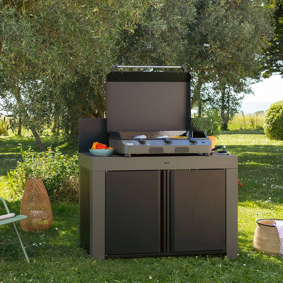 Eno - Plancha gaz 3 feux fonte émaillée inox gris Initial 65 Eno - Imagen 4