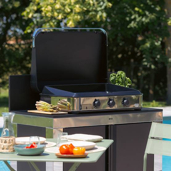 Eno - Plancha gaz 3 feux fonte émaillée inox gris Enosign 80 Eno - Image 6