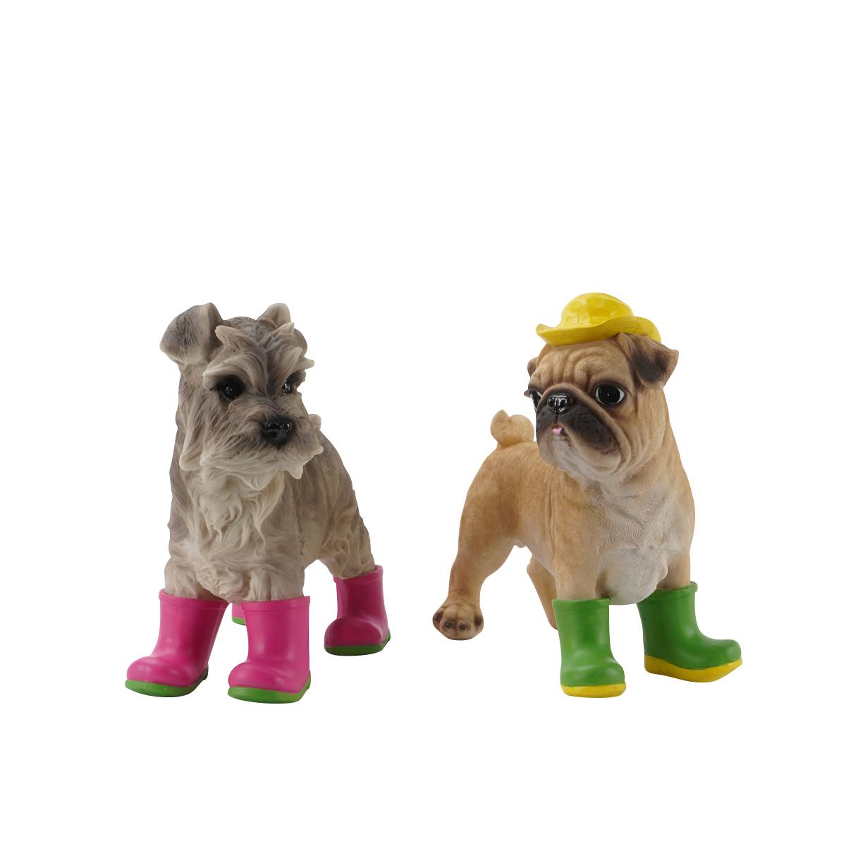 Chien en polyresine avec bottes 23x15x24 cm - CIDDECO