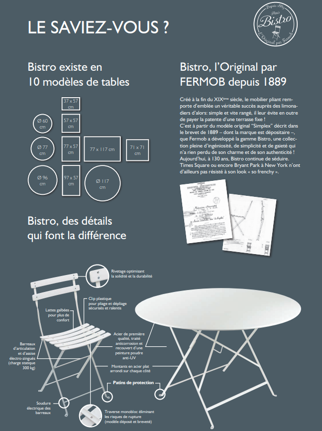 Fermob - Table de jardin rectangulaire pliante acier cerise noire 4 personnes Bistro Fermob - Image 4