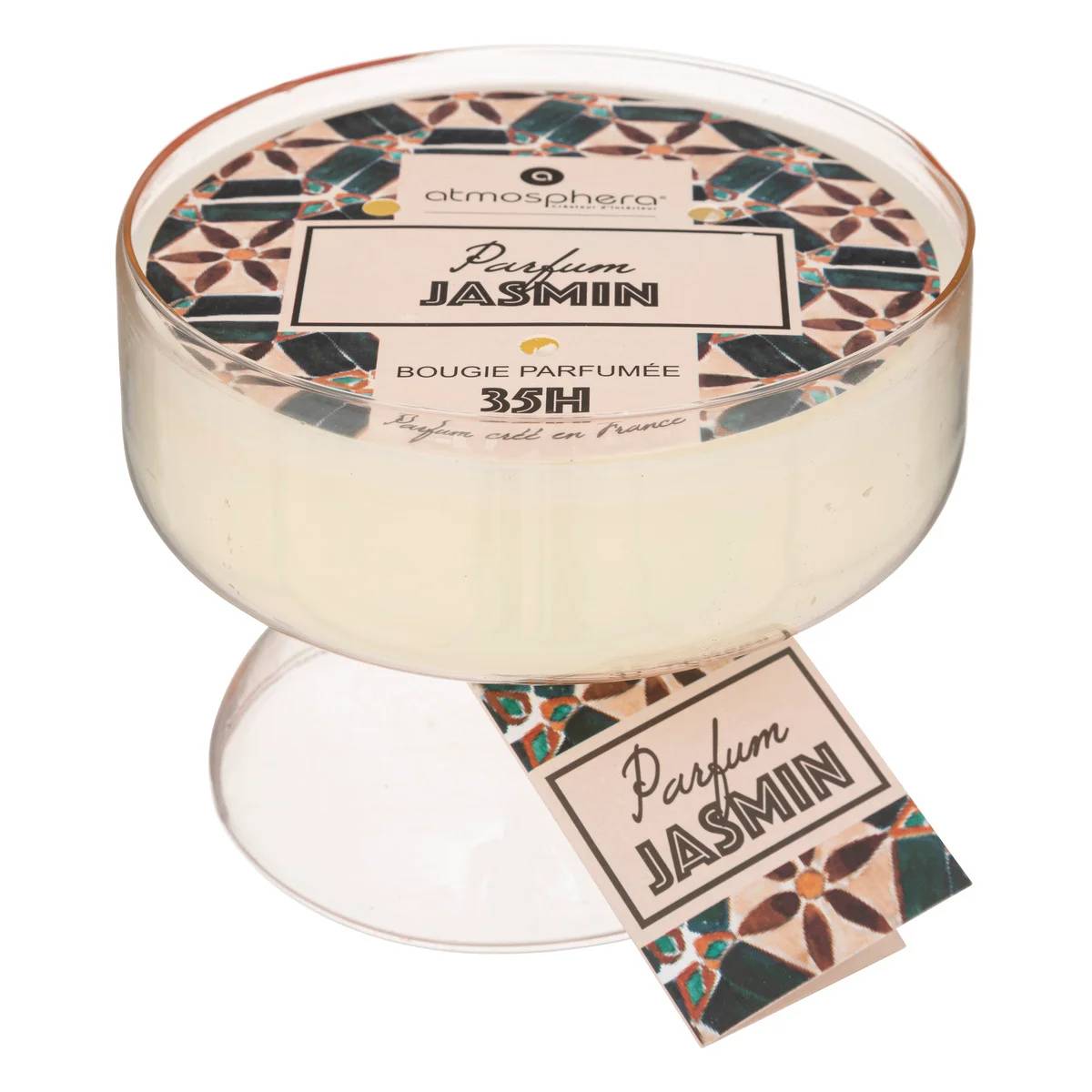Bougie Parfumée Ali Verre Transparent Jasmin 450 g Ø 13 cm H 10 cm - ATMOSPHERA - Image 1