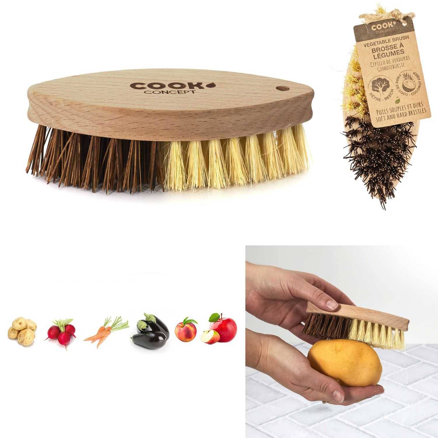 Brosse à légumes Bois d'olivier 13 cm – PARIS PRIX - Image 1