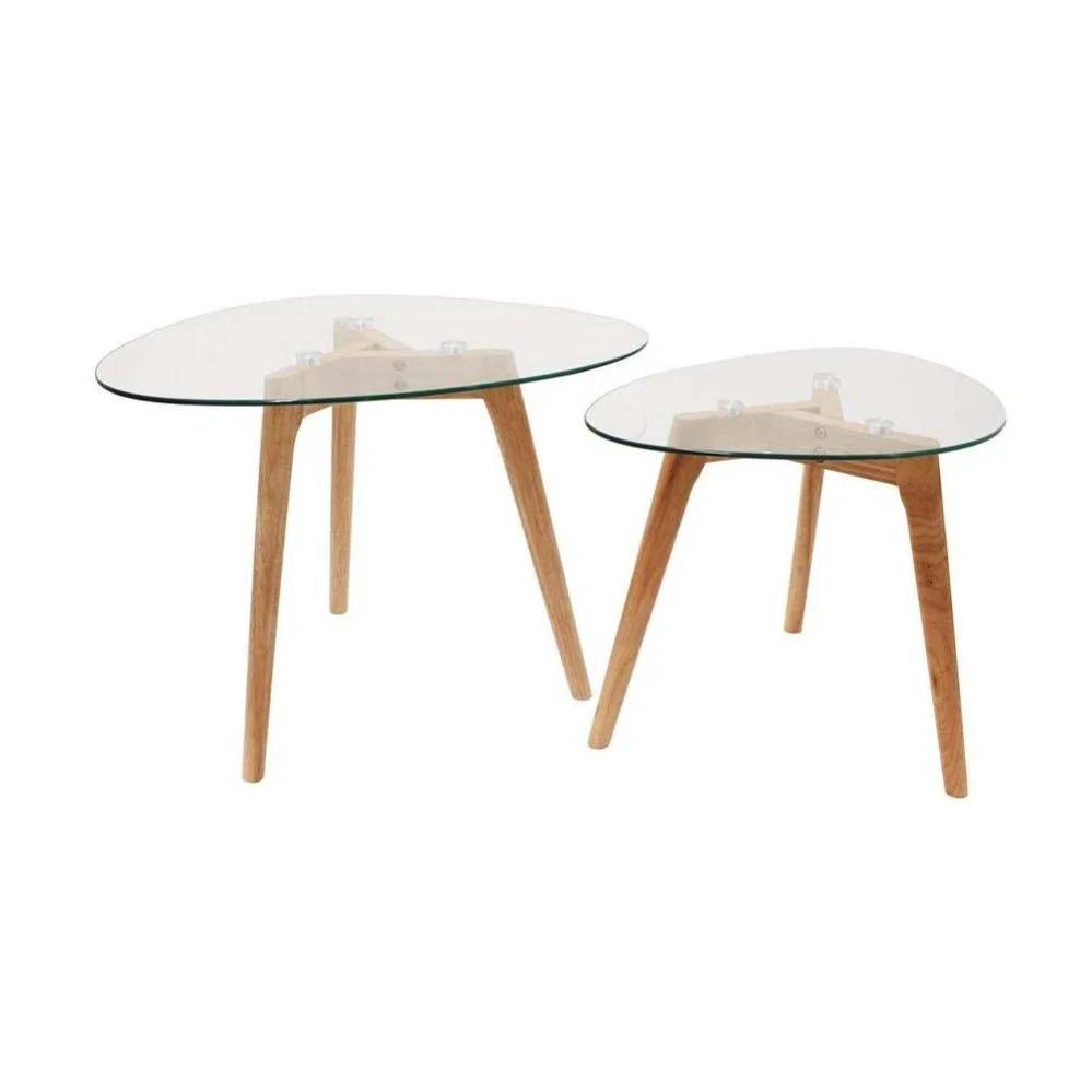 Tables gigognes galets verre trempé transparent L 60 x l 45 x H 43 cm - - Imagen 6