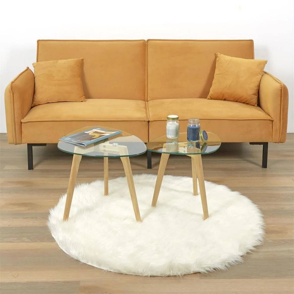 Tables gigognes galets verre trempé transparent L 60 x l 45 x H 43 cm - - Imagen 4