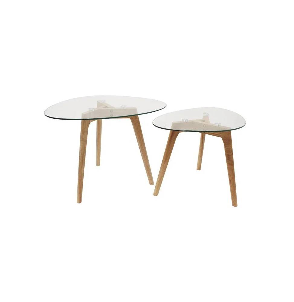 Tables gigognes galets verre trempé transparent L 60 x l 45 x H 43 cm - - Imagen 3