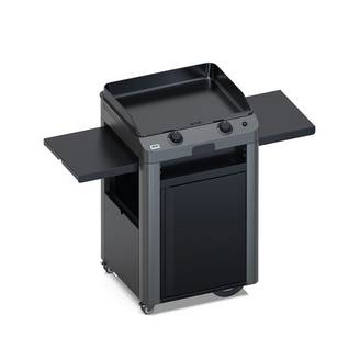 Eno - Plancha gaz 2 feux sur chariot fonte émaillée combo Fusion 60 Eno