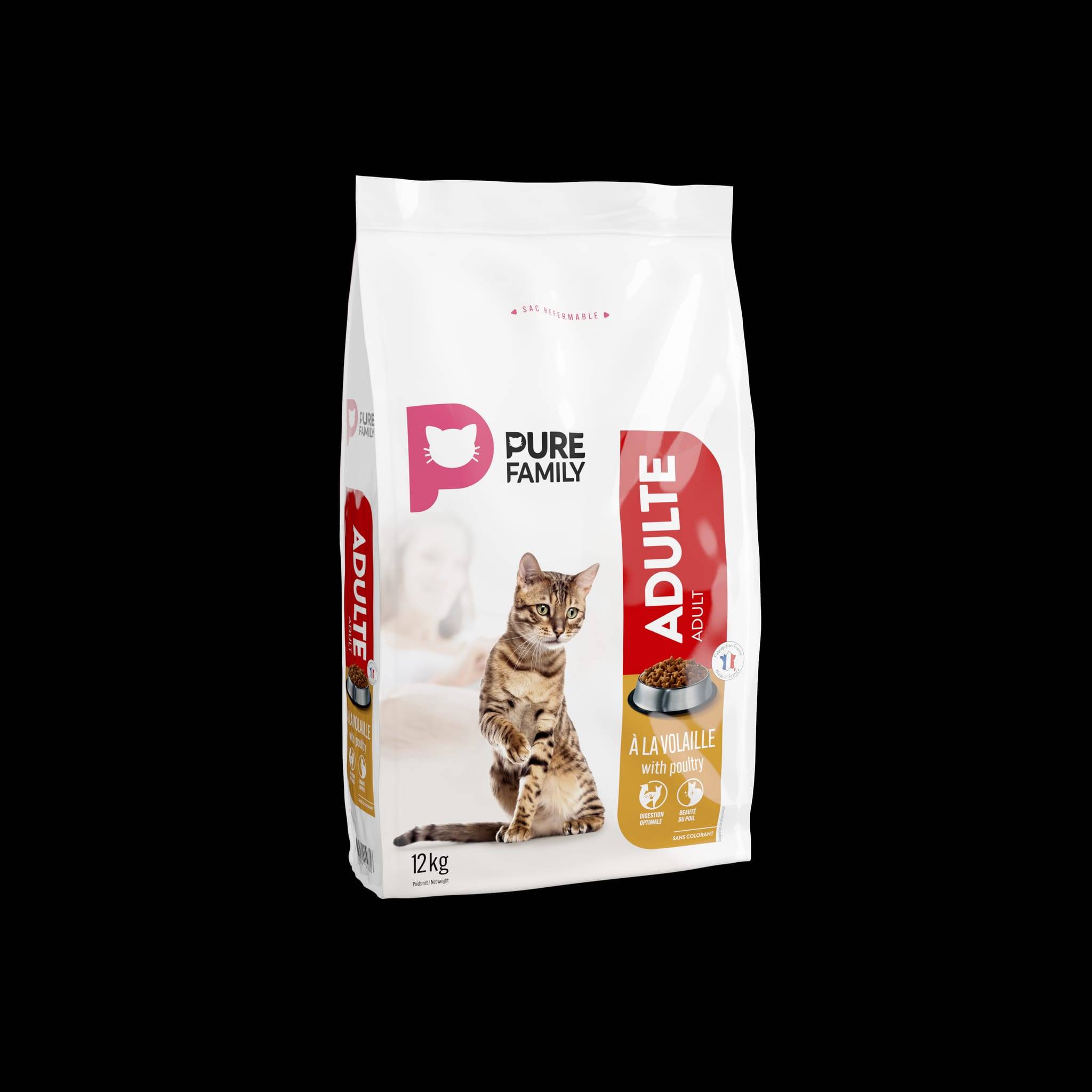 Pure Family - Croquettes chat à la volaille 12kg - Pure Family