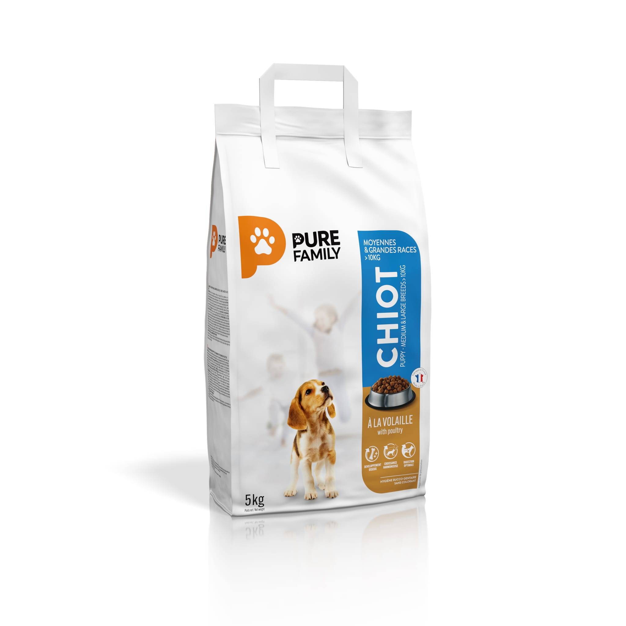 Pure Family - Croquettes chiot moyenne/grande taille volaille 5kg - Pure Family - Image 1