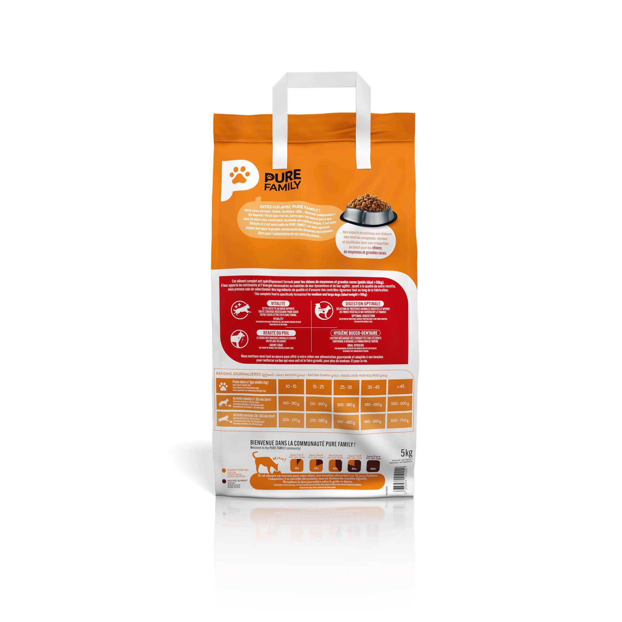 Pure Family - Croquettes chien de moyenne/grande taille bœuf 5kg - Pure Family