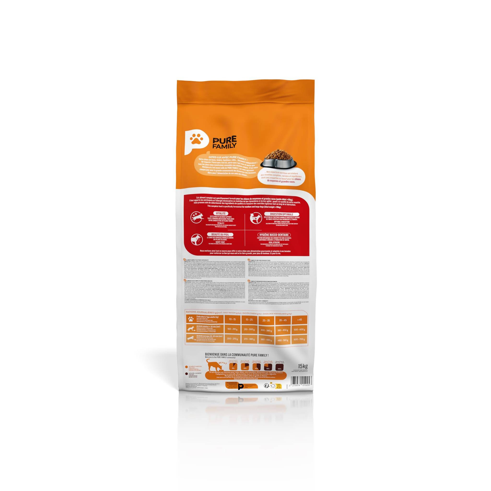 Pure Family - Croquettes chien de moyenne/grande taille boeuf 15kg - Pure Family - Image 3
