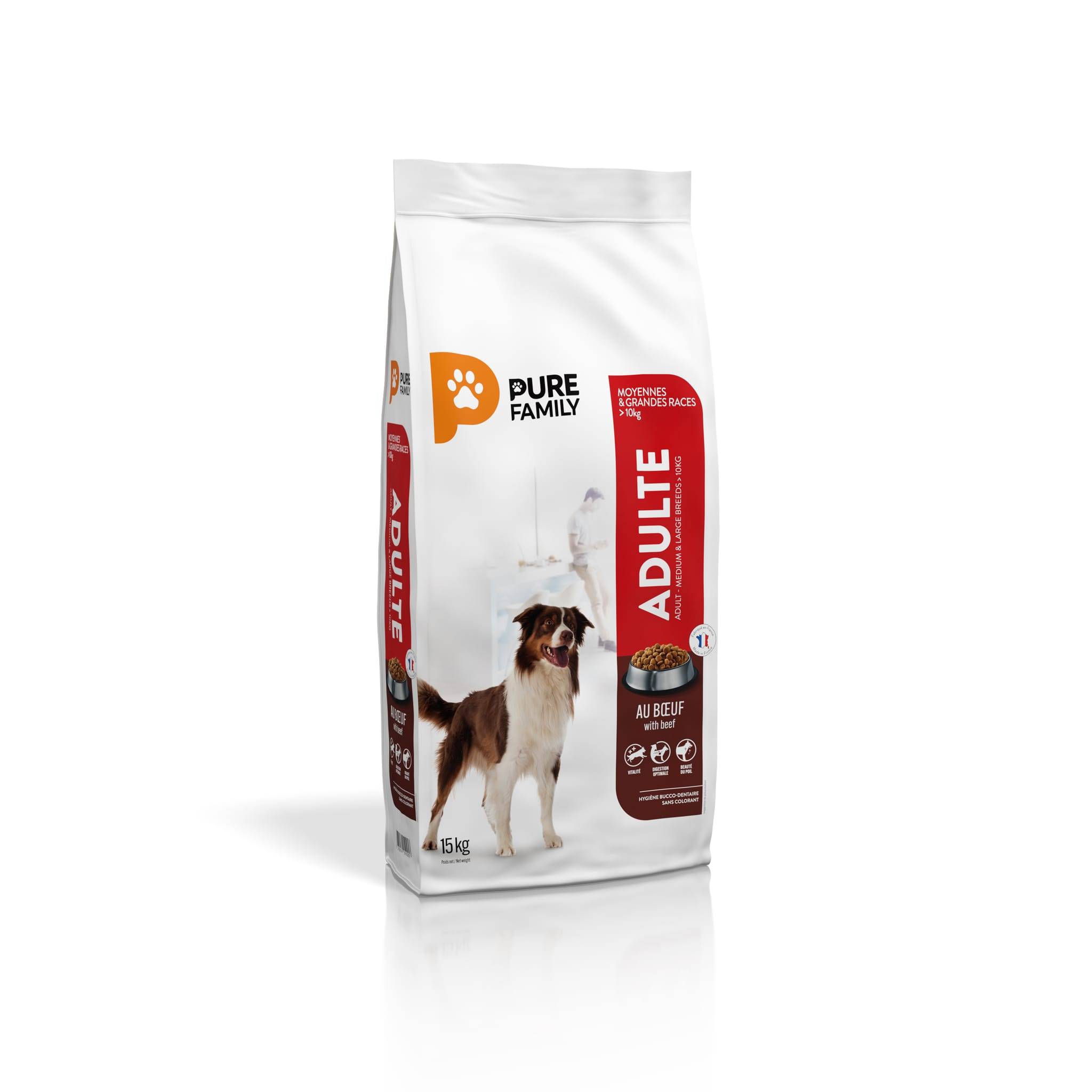 Pure Family - Croquettes chien de moyenne/grande taille boeuf 15kg - Pure Family - Image 2