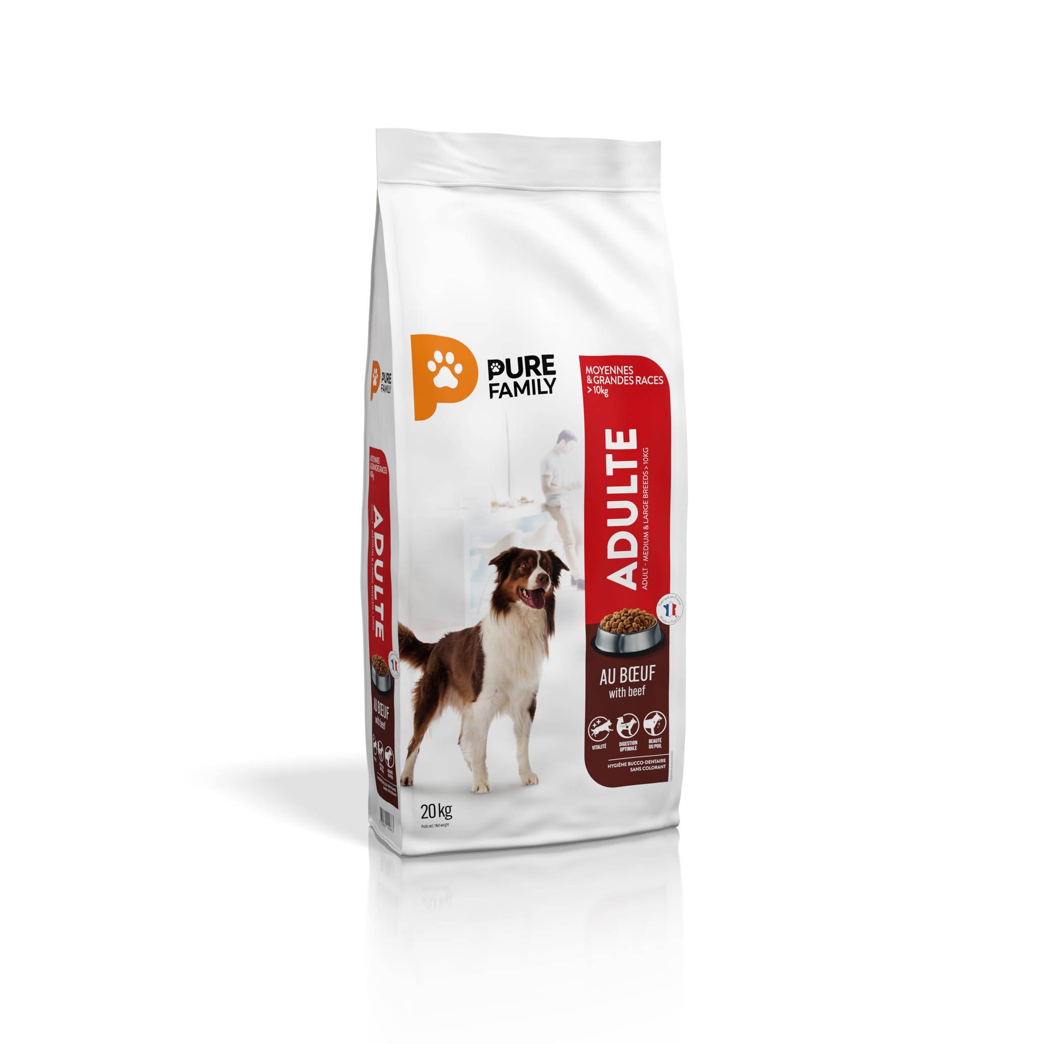 Pure Family - Croquettes chien de moyenne/grande taille boeuf 20kg - Pure Family