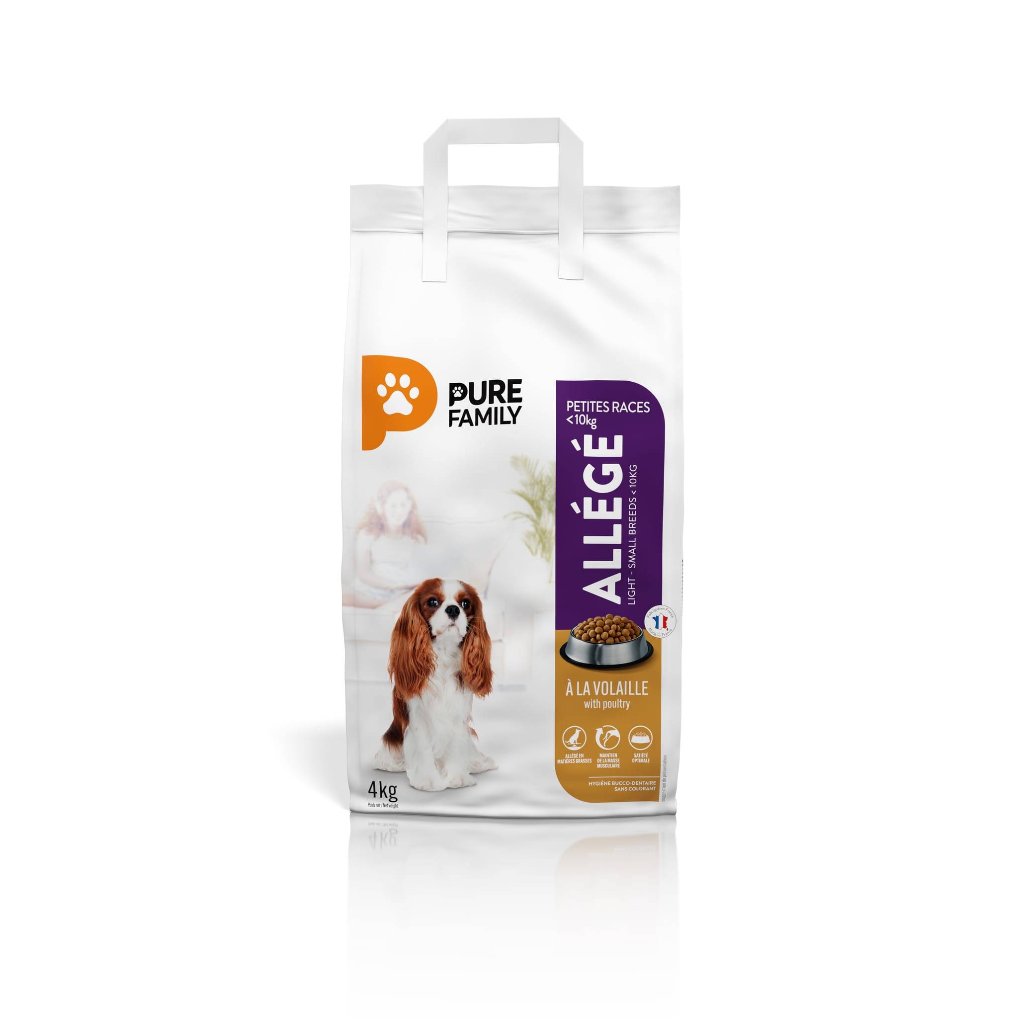 Pure Family - Croquettes chien de petite taille allégées à la volaille 4kg - Pure Family - Imagen 2
