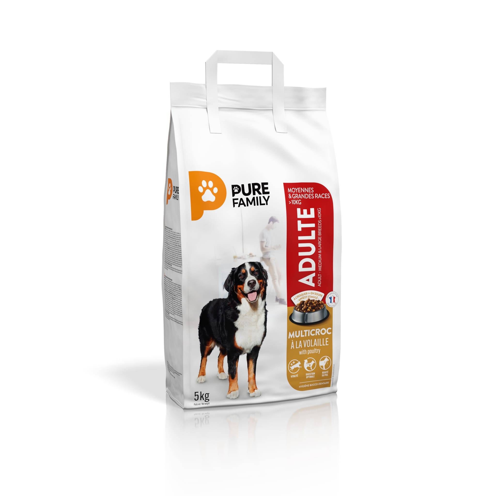 Pure Family - Croquettes chien de moyenne/grande taille Multicroc volaille 5kg - Pure Family