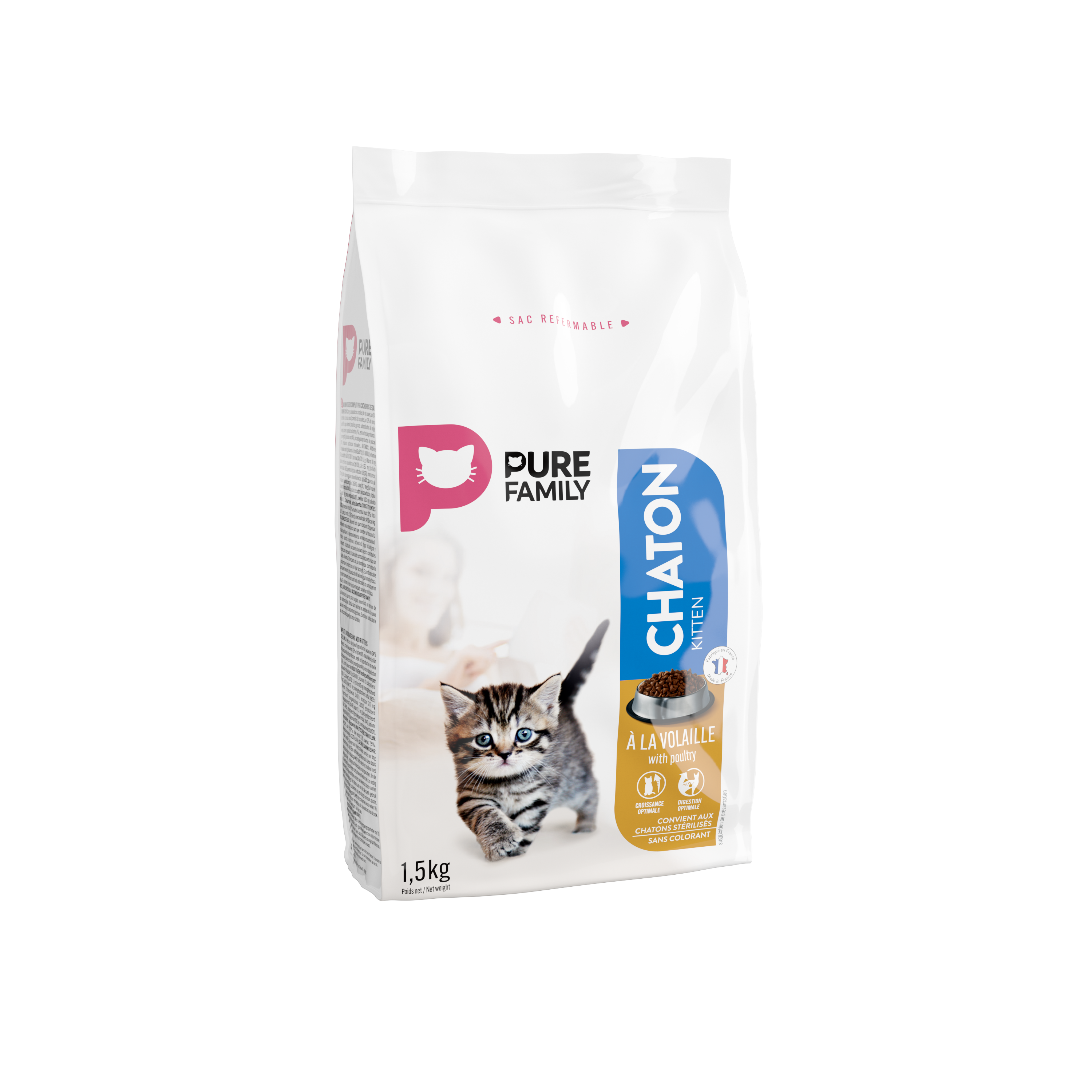 Pure Family - Croquettes chaton à la volaille 1,5kg - Pure Family
