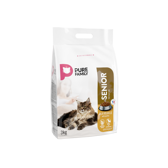 Pure Family - Croquettes chat senior à la volaille 3kg - Pure Family - Image 1