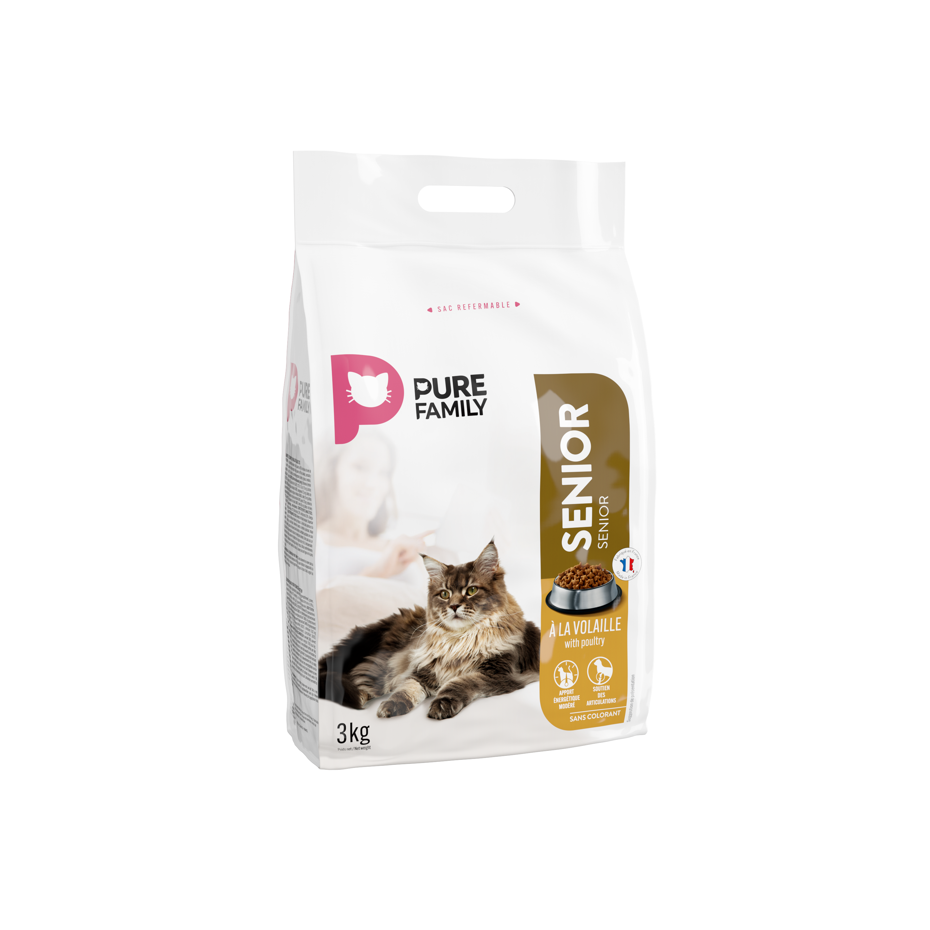 Pure Family - Croquettes chat senior à la volaille 3kg - Pure Family