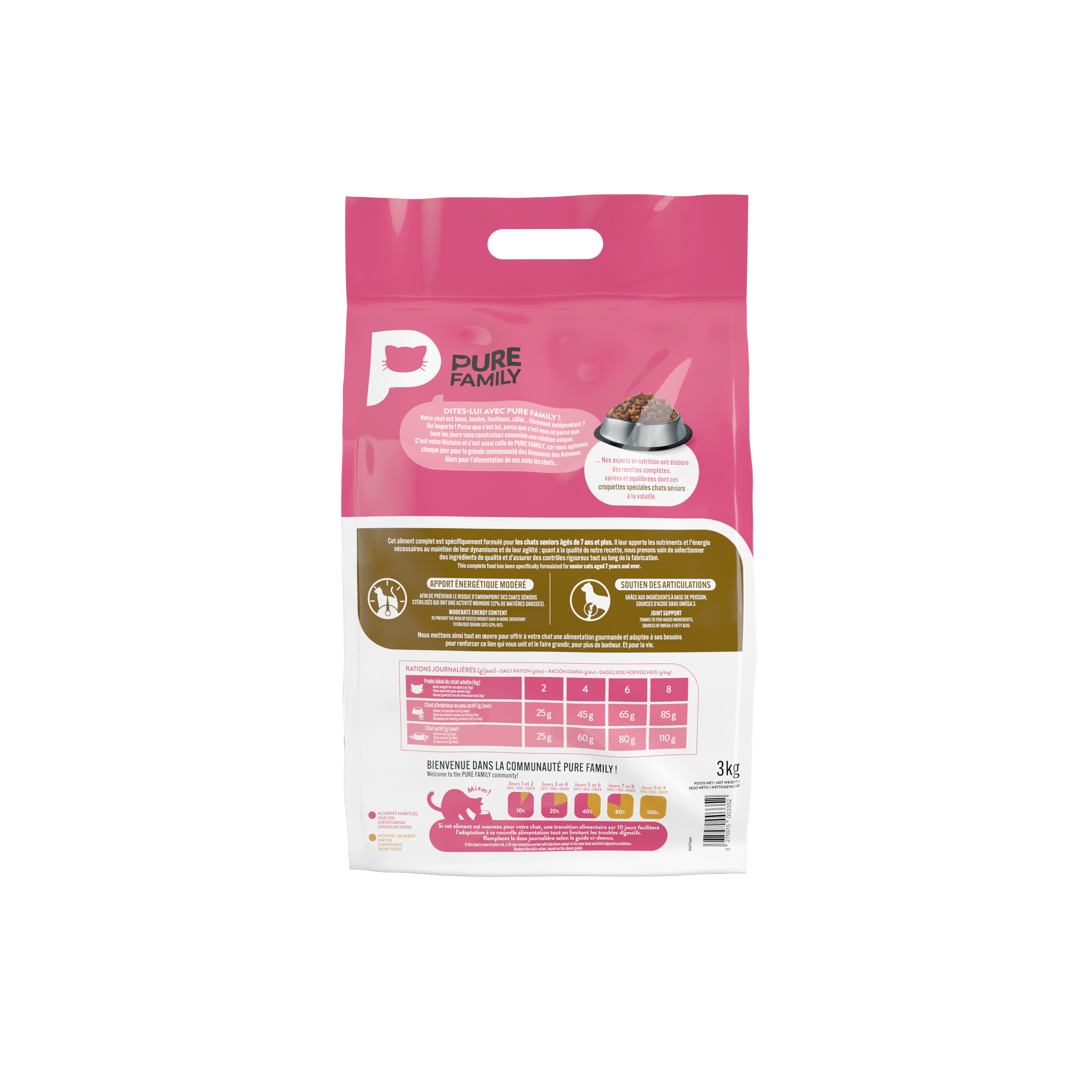 Pure Family - Croquetas para gatos senior con ave 3kg - Pure Family - Imagen 2