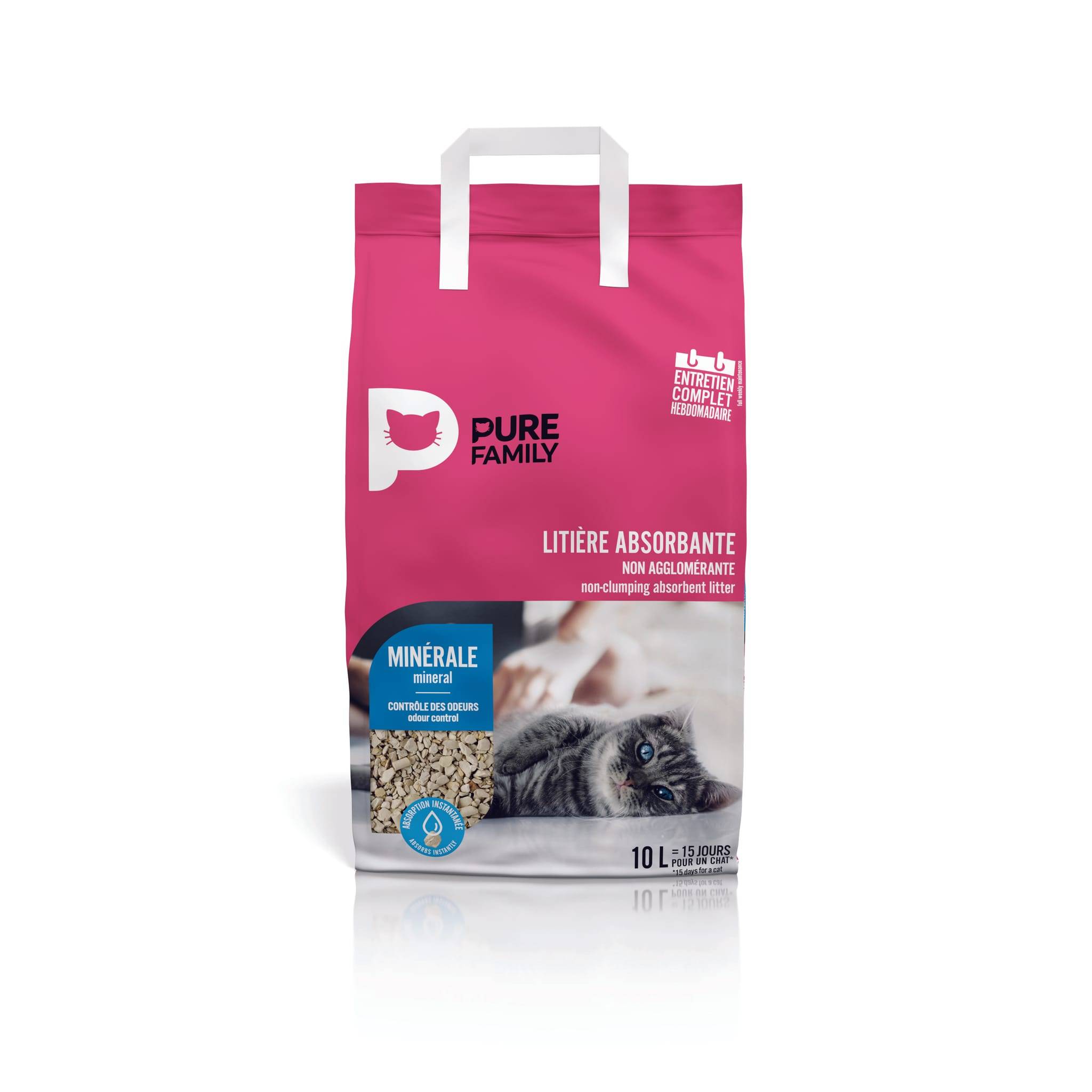 Pure Family - Litière pour chat absorbante minérale non agglomérante 10L - Pure Family - Image 1
