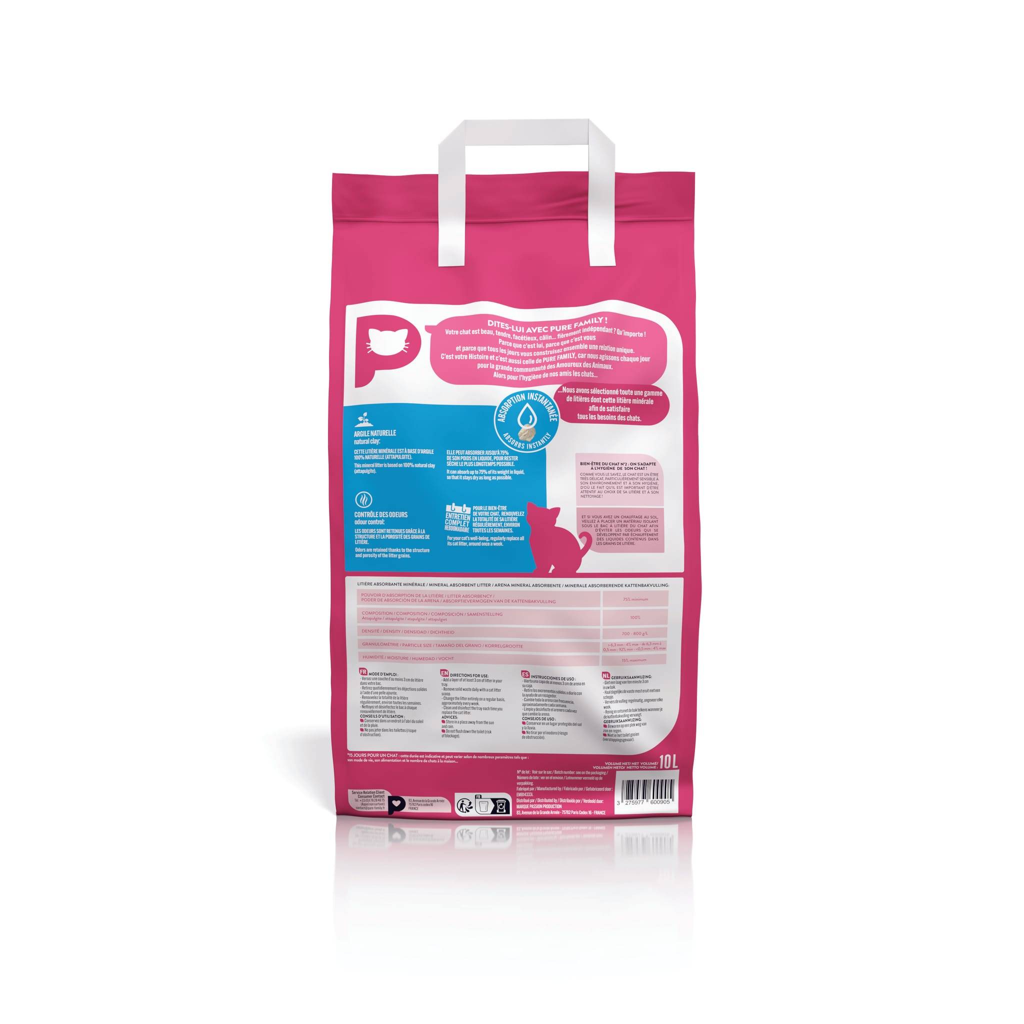 Pure Family - Litière pour chat absorbante minérale non agglomérante 10L - Pure Family - Image 2
