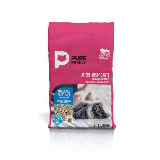Pure Family - Litière pour chat absorbante minérale parfumée au savon de Marseille 20 L - Pure Family