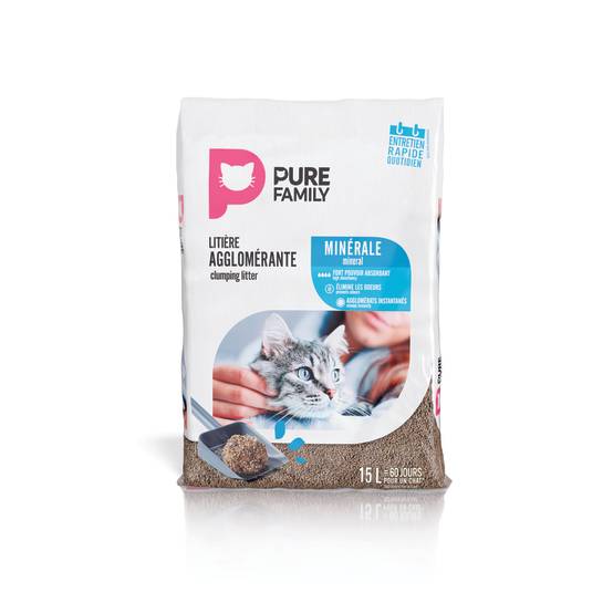 Pure Family - Litière pour chat agglomérante minérale 15L - Pure Family
