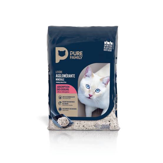Pure Family - Litière pour chat Agglomérante Charbon Actif 15 L - Pure Family