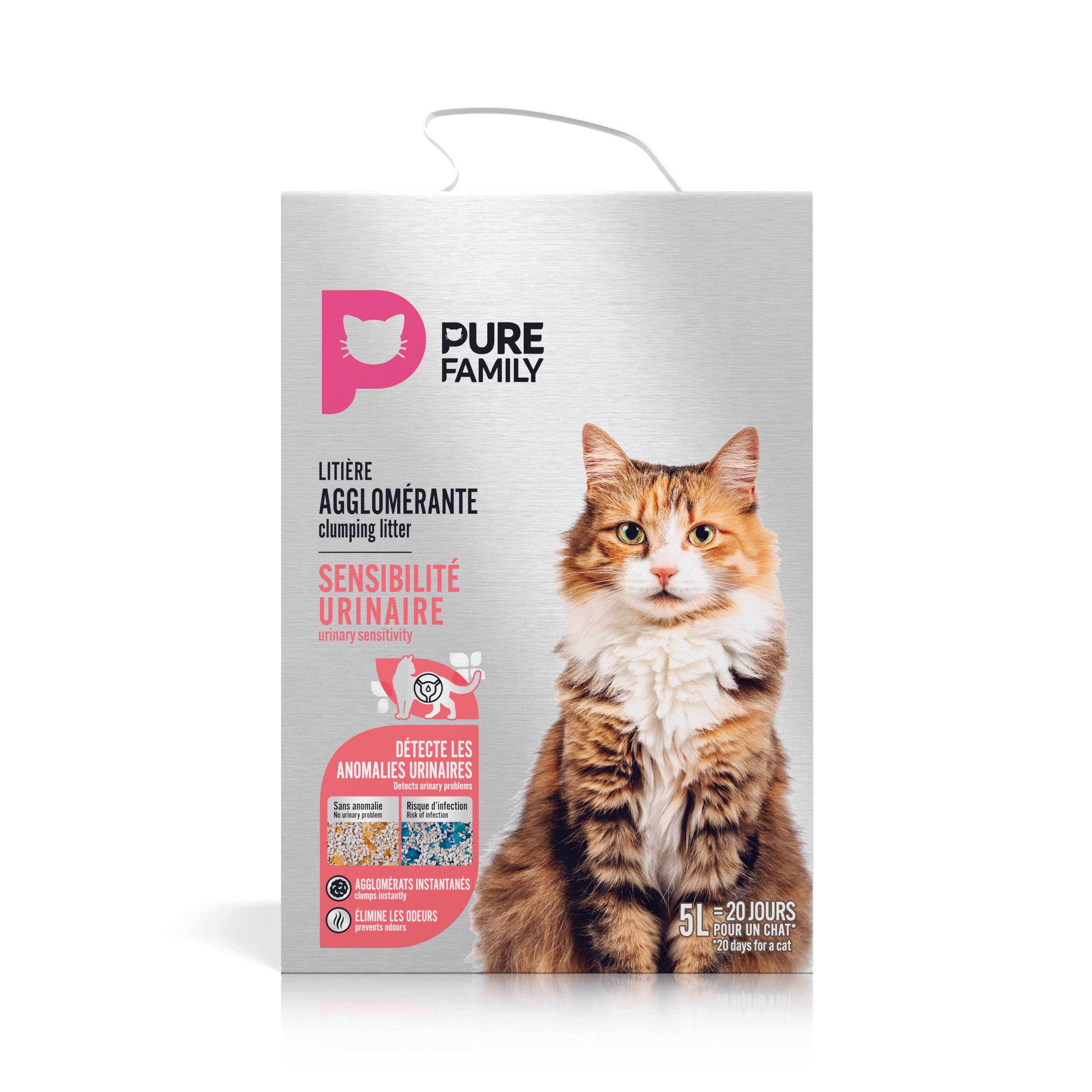 Pure Family - Litière pour chat agglomérante minérale sensibilité urinaire 5L - Pure Family - Image 1