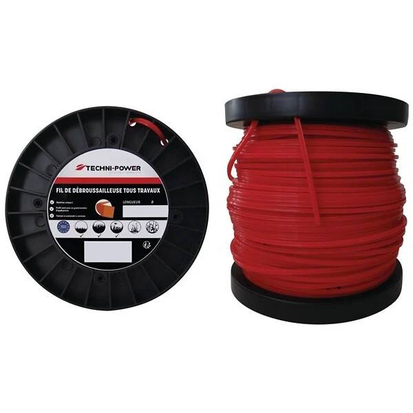 Fil débroussailleuse carré 2,4 mm 137 m TECHNI POWER