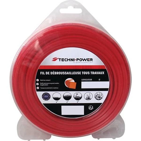 Techni-power - Fil débroussailleuse carré 3 mm 43 m – TECHNI POWER