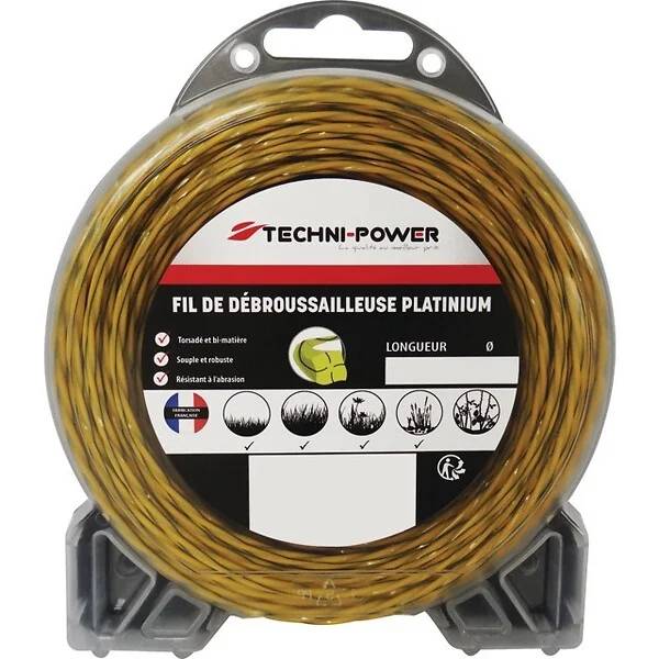 Techni-power - Fil pour débroussailleuse Ø 2,4 mm L. 15 m Platinium TECHNI POWER
