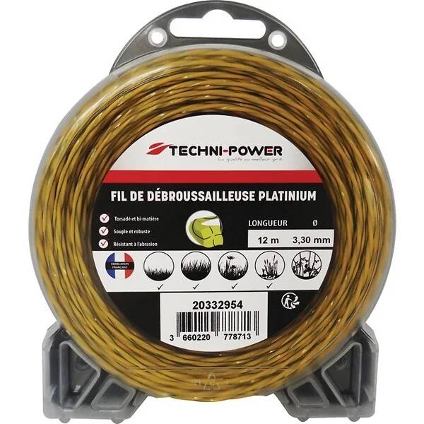 Techni-power - Fil débroussailleuse torsadé Platinium 3,3 mm 12 m - TECHNI POWER