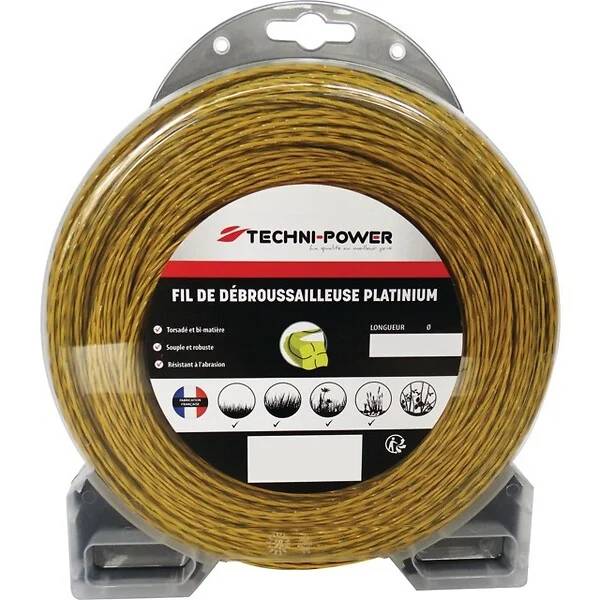 Fil débroussailleuse torsadé 2.4mm 44m TECHNI POWER