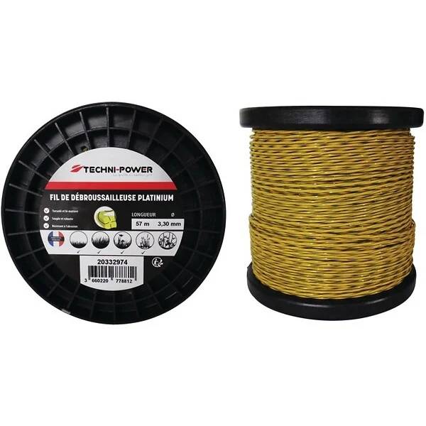 Techni-power - Fil débroussailleuse torsadé Platinium 3,3 mm 57 m - TECHNI POWER